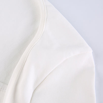 Streetwear Square Neck Hook Cotton Aututmn T-shirts Bodycon Gothic White Crop Tops Tees Long Sleeve T shirt The Clothing Company Sydney