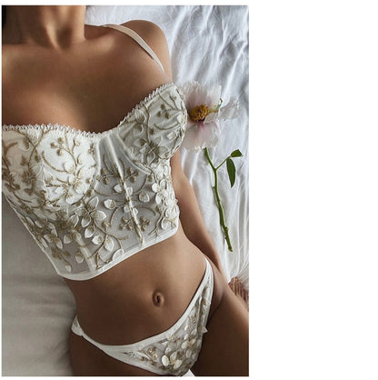 2 Piece Classic Women underwear Set Lace Push Up Bra And Panty Sets Embroidered Brassiere Adjustable Gathered Lingerie The Clothing Company Sydney