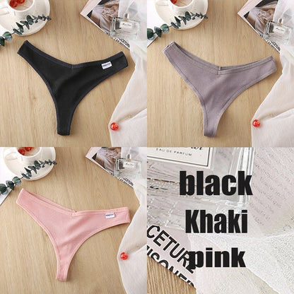 3 Pack 8 Colors Thong G-String Cotton Mix Thongs Panties V Waist Underpants Pantys Lingerie The Clothing Company Sydney