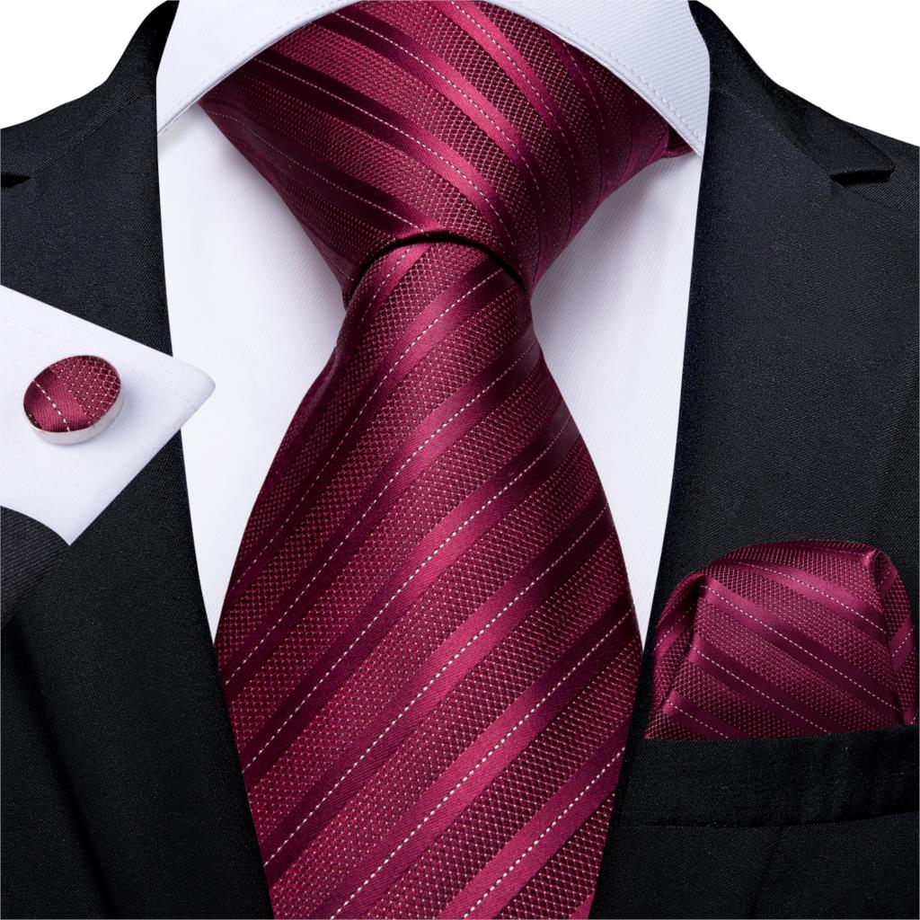 Designer Wedding Men's Tie Red  Solid Striped Paisley Neckties For Men Business Hanky Cufflinks Tie Set The Clothing Company Sydney
