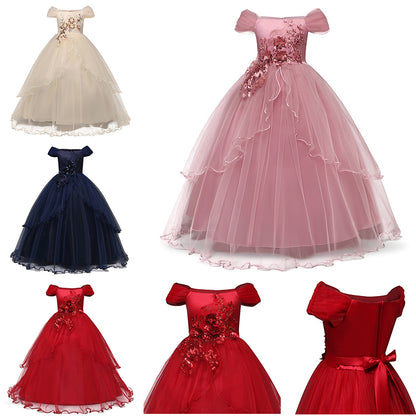 Kid Wedding Dresses for Girls Elegant Flower Princess Long Gown Baby Girl Christmas Dress Size 6 12 14 Years The Clothing Company Sydney