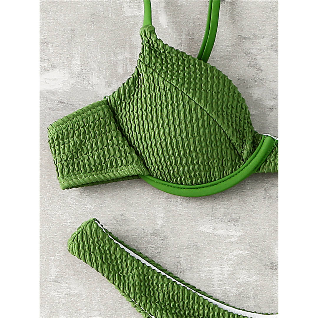 Ribbed Underwired High Cut Bikini Swimsuit Female Swimwear Women Two-piece Bikini set Thong Bather Bathing Suit The Clothing Company Sydney