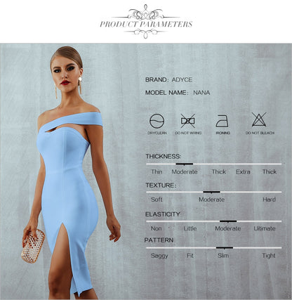 White Blue Bodycon Bandage Dress Summer Elegant Black One Shoulder Strapless Celebrity Runway Party Dress The Clothing Company Sydney