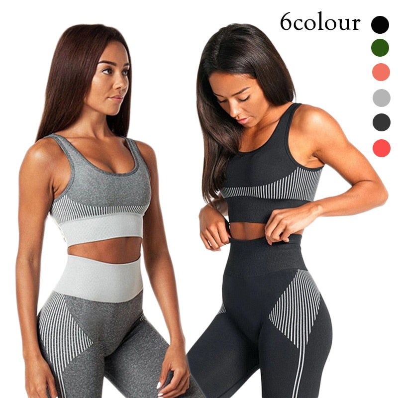 Seamless Yoga Set Women Dry Fit Two 2 Piece Tight Crop top Bra Legging Sportsuit Workout Outfit Fitness Wear Gym Set The Clothing Company Sydney