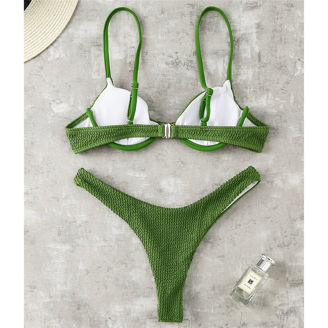 Ribbed Underwired High Cut Bikini Swimsuit Female Swimwear Women Two-piece Bikini set Thong Bather Bathing Suit The Clothing Company Sydney