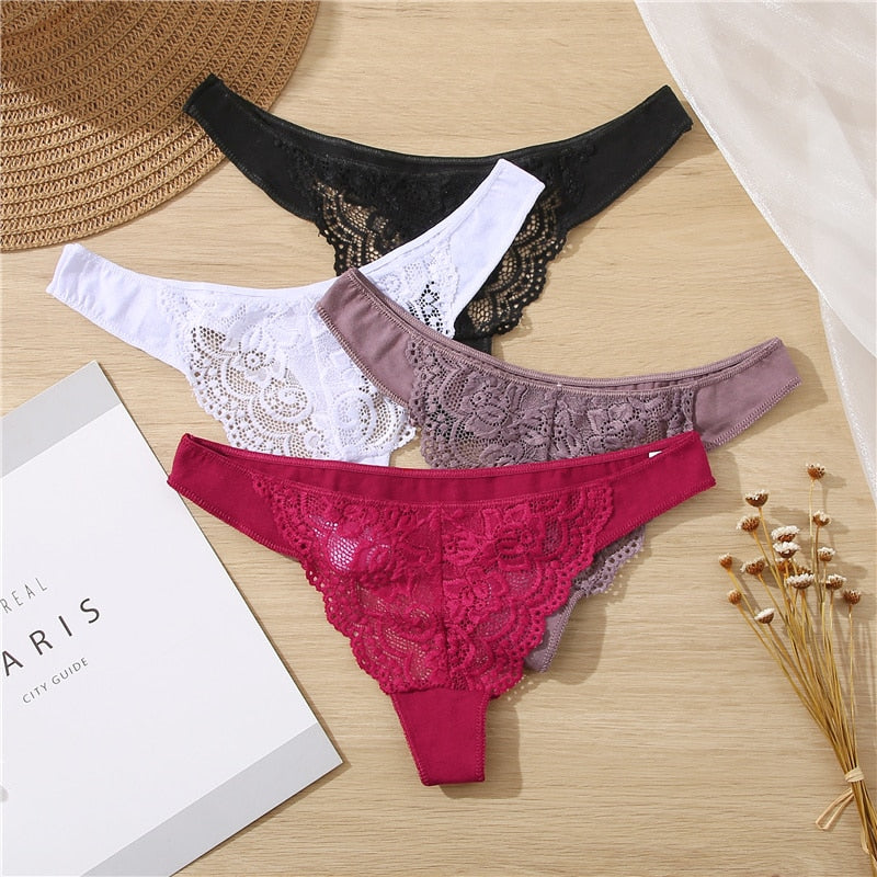 Cotton Mix Lace Thong Female Lingerie G-String Underwear Intimates Lingerie Underpants Briefs Panties The Clothing Company Sydney