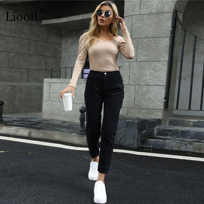 Women's Streetwear Cotton Elastic Waist Brown Jean Pants Women Denim Trousers With Pockets Spring Stretch Jeans The Clothing Company Sydney