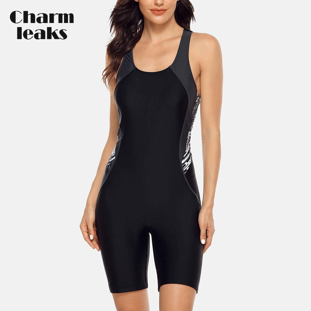 Charmo Women One-piece Sports Swimsuit Sport Swimwear Athlete Bikini  Backless Beach Wear Bathing Suits
