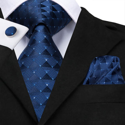 3 Piece Business Classic Blue Black Striped Solid Neck Tie Necktie Pocket Square Cufflinks Wedding Party Silk Tie Set The Clothing Company Sydney