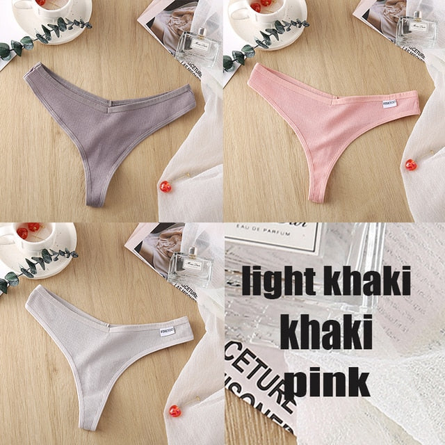 3 Pack 8 Colors Thong G-String Cotton Mix Thongs Panties V Waist Underpants Pantys Lingerie The Clothing Company Sydney