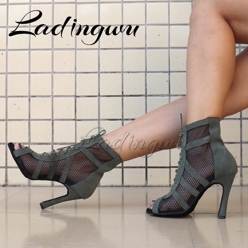Army Green Suede Latin Dance Boots Ladies Salsa Tango Indoor Sports Ballroom Dance Shoes The Clothing Company Sydney