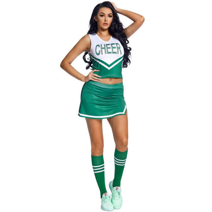 School College Cheerleading Uniform Suit Fancy Dress Outfit Tops with Skirt Socks Pompoms Set Cheerleader Sports Costume The Clothing Company Sydney