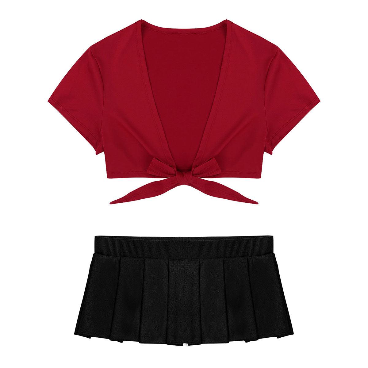 Adult's Cosplay Students Uniform Schoolgirl Costume Outfit Short Sleeve Night Clubwear Deep V Crop Top Pleated Mini Skirt The Clothing Company Sydney