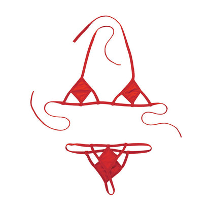 2 Piece Swimsuits Mini Micro Bikini Set Swimming Suit Halter Neck Self-tie Bra Top with G-String Thongs Briefs Monikini Swimwear The Clothing Company Sydney