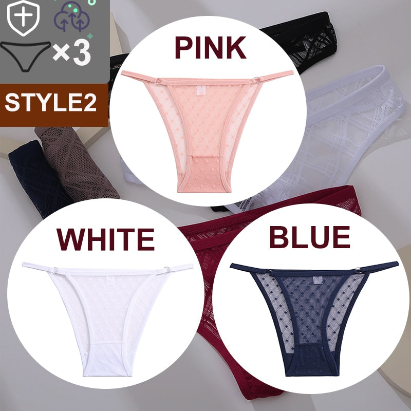 3 Pack Floral Transparent Thongs G-string Lingerie Lace Panties Low-Waist Briefs Mesh Pantys The Clothing Company Sydney