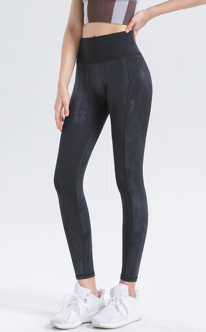 Tie-dye Brushed Hip Fitness Trousers Women High-waist Quick-dry Leggings Peach Hip Yoga Pants The Clothing Company Sydney