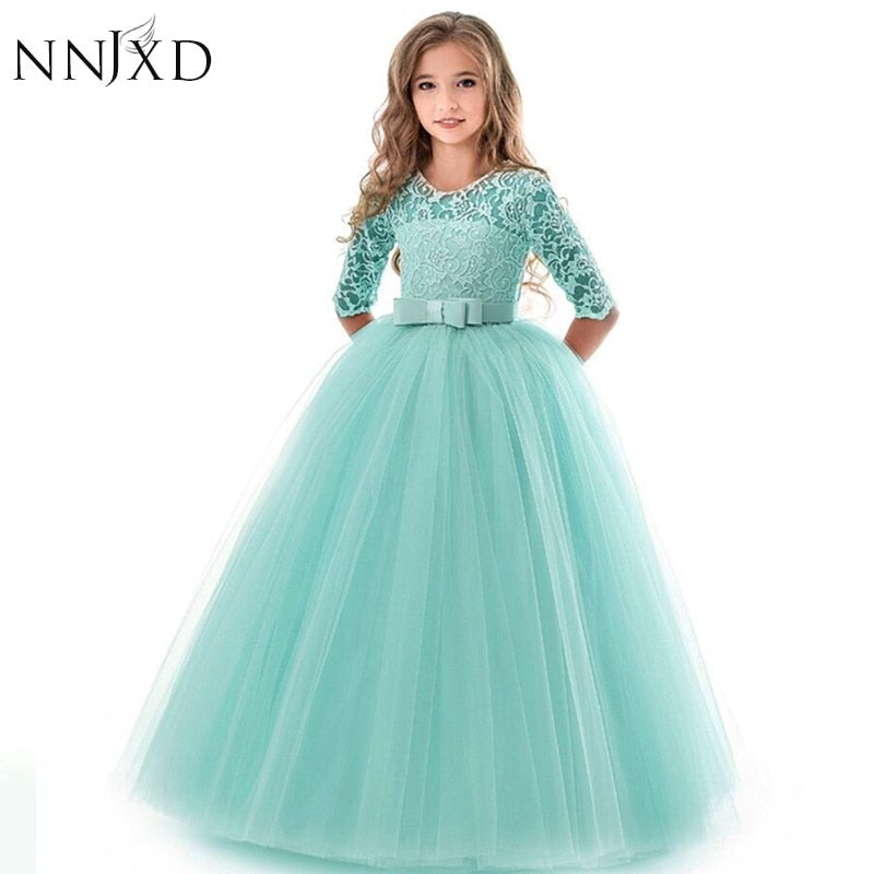Princess Lace Dress Kids Flower Embroidery Dress For Girls Vintage Children Dresses For Wedding Party Formal Ball Gown The Clothing Company Sydney