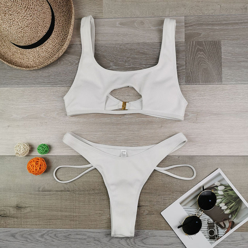 2 Piece Hollow Out Swimsuit High Cut Micro Swimwear Stylish Bathing Suit Beach Outfits Bikini Set The Clothing Company Sydney