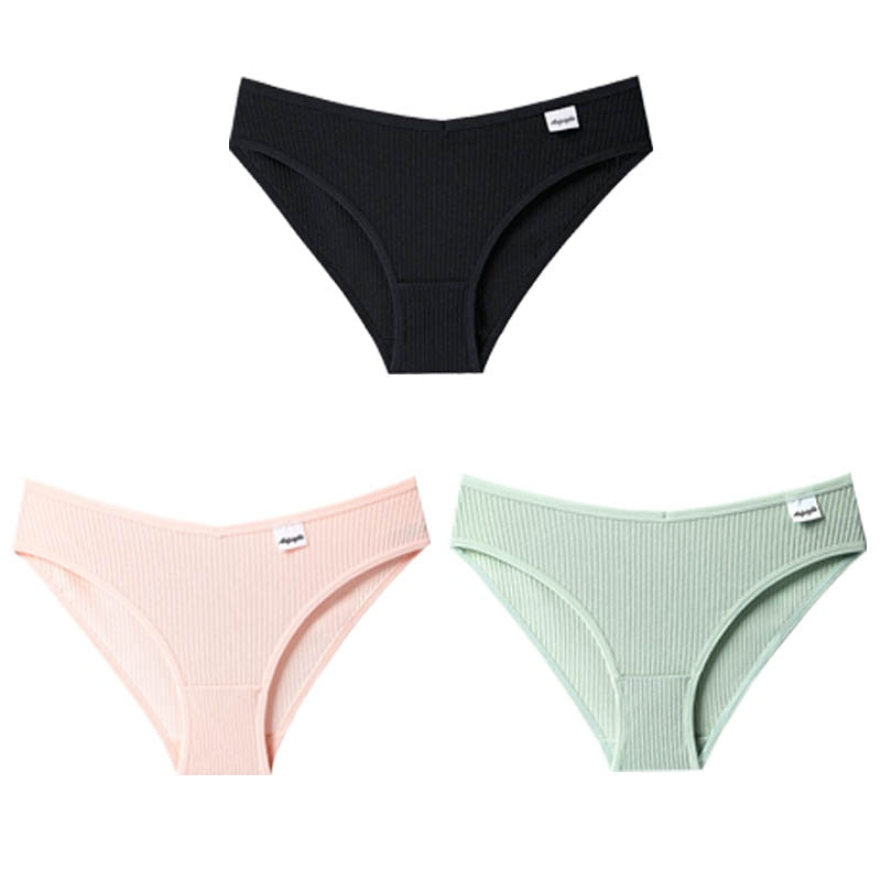 Panties Striped Cotton Underwear Solid Color Briefs Low-Rise Soft Panty Women Underpants Female Lingerie The Clothing Company Sydney