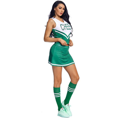 School College Cheerleading Uniform Suit Fancy Dress Outfit Tops with Skirt Socks Pompoms Set Cheerleader Sports Costume The Clothing Company Sydney