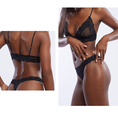 2 Piece Lingerie Set Lace Transparent Bra Set Dot Mesh Bralette Push Up Brassiere T Back Panties Sets Backless V Neck Bra The Clothing Company Sydney