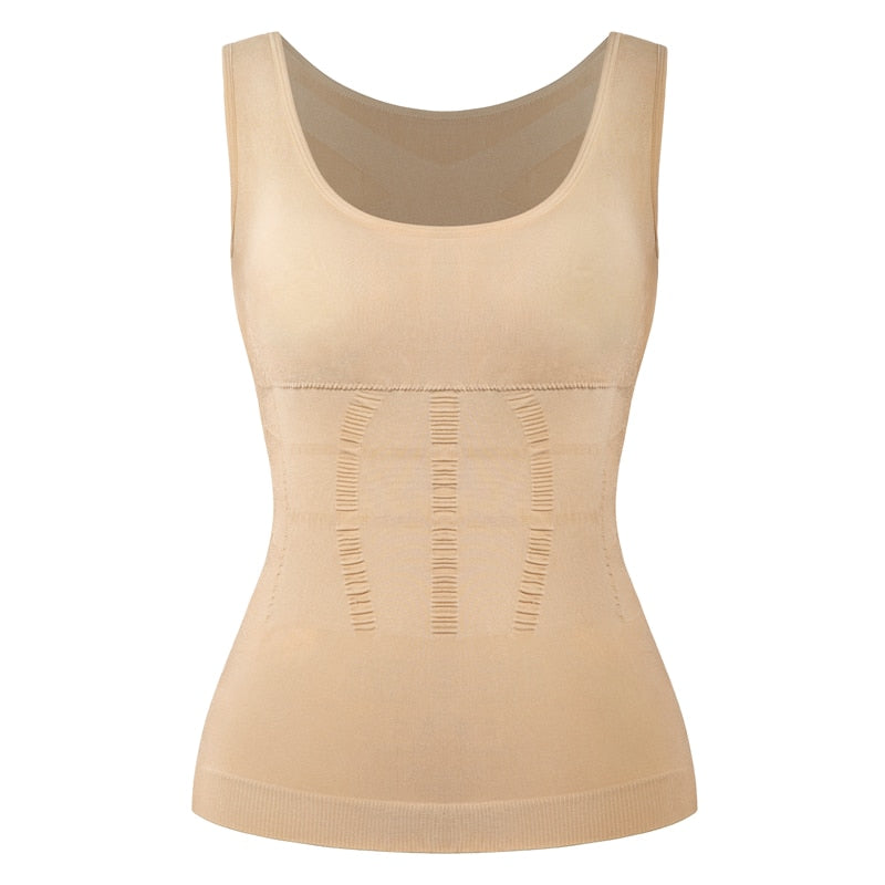 Women Padded Shapewear Camisole Body Shaper Compression Shirt With