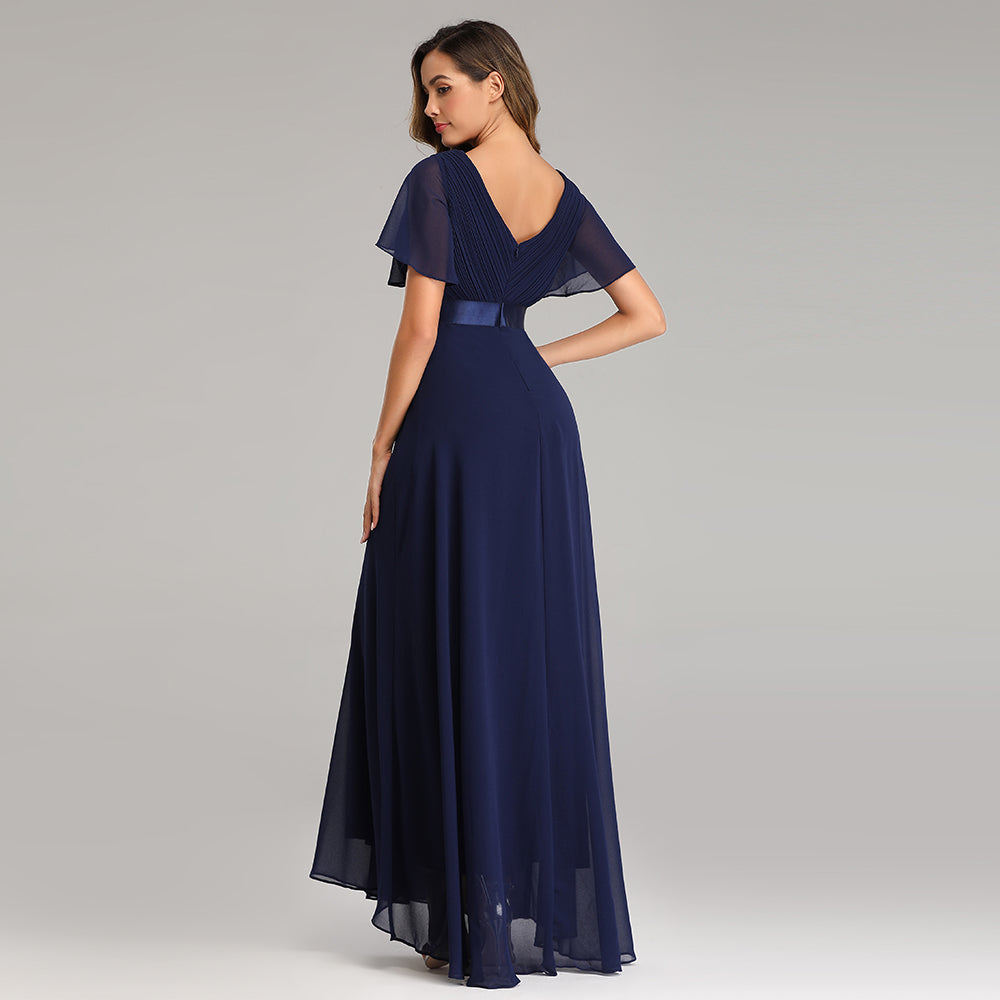 Elegant V-Neck Ruffles Chiffon Evening Gown  Wedding Party Cocktail Formal Dress The Clothing Company Sydney