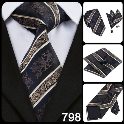 3 Piece Business Classic Blue Black Striped Solid Neck Tie Necktie Pocket Square Cufflinks Wedding Party Silk Tie Set The Clothing Company Sydney
