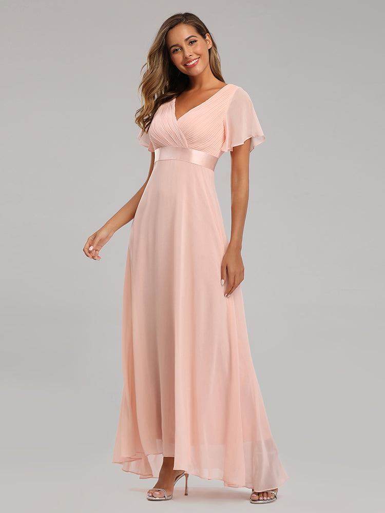 Elegant V-Neck Ruffles Chiffon Evening Gown  Wedding Party Cocktail Formal Dress The Clothing Company Sydney