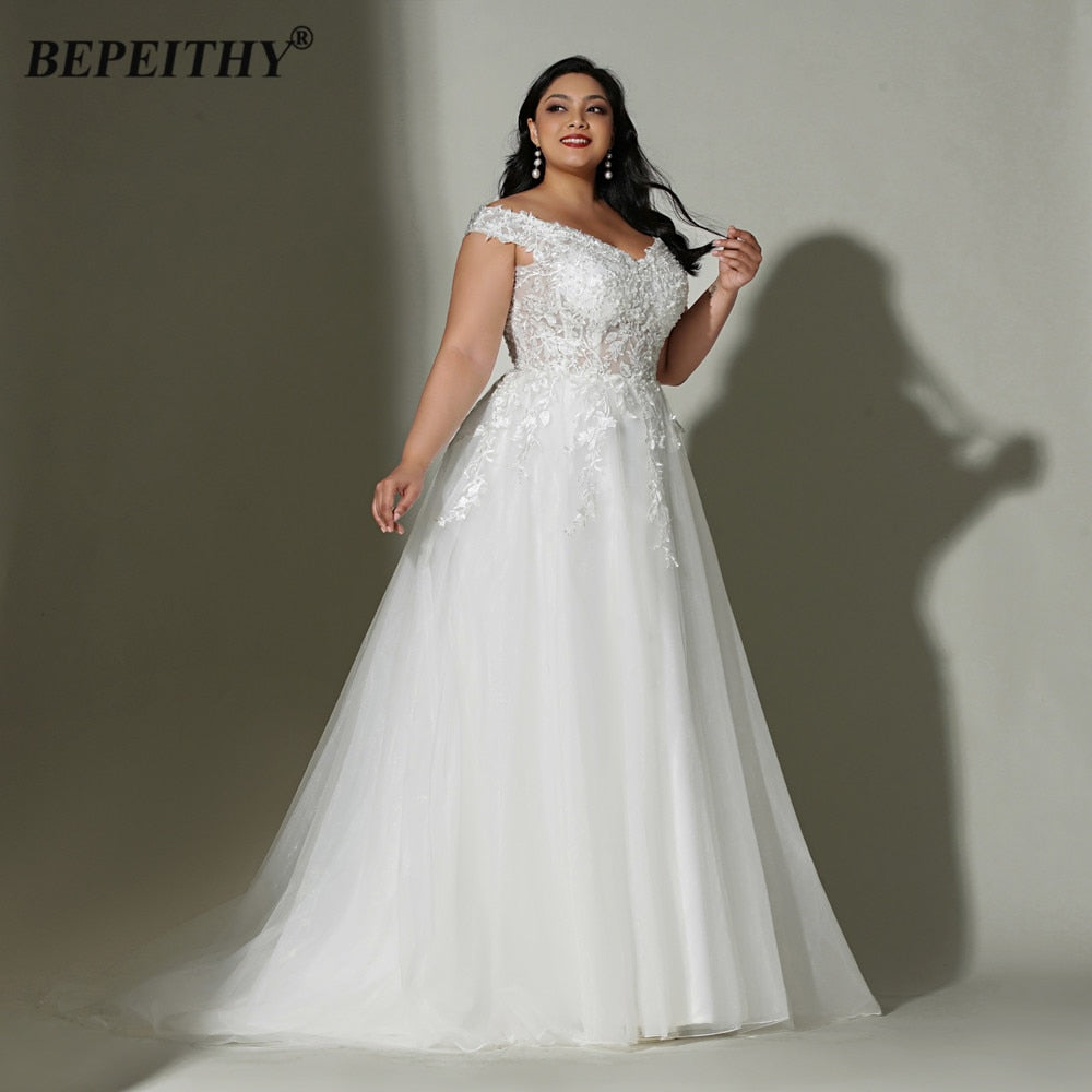 Off The Shoulder Ivory Plus Size Wedding Sweep Train Sweetheart Lace Bridal Gown Dress The Clothing Company Sydney