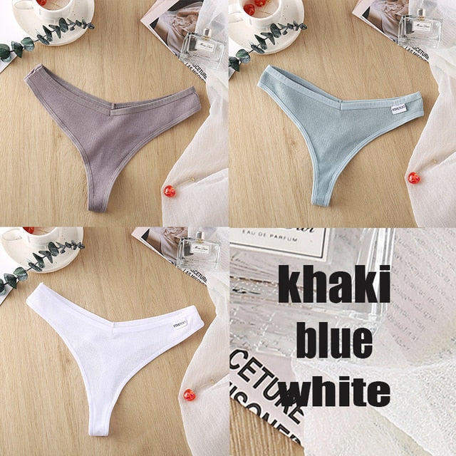 3 Pack 8 Colors Thong G-String Cotton Mix Thongs Panties V Waist Underpants Pantys Lingerie The Clothing Company Sydney