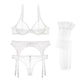 Ultra-thin transparent yarn lingerie set bras+garters+thongs+stockings 4 piece set The Clothing Company Sydney