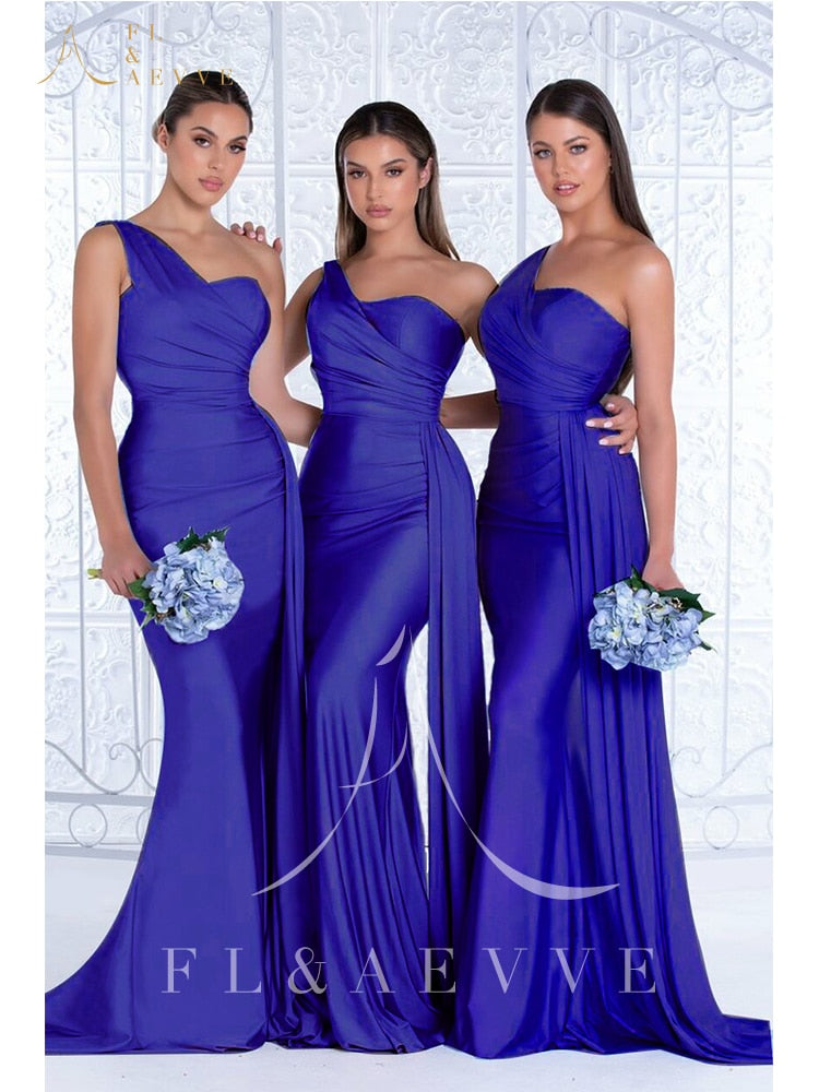 Mermaid Bridesmaid Dresses One Shoulder Dresses Elegant Wedding Elastic Satin Party Bridesmaids Gowns The Clothing Company Sydney