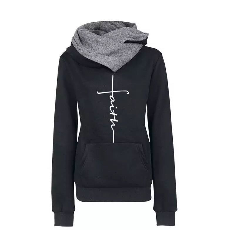 Autumn Winter Hoodies Sweatshirts Faith Embroidered Sweatshirt Long Sleeve Pullovers Casual Warm Hooded Top The Clothing Company Sydney