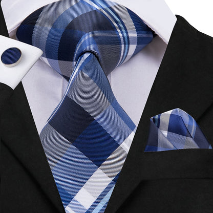 3 Piece Business Classic Blue Black Striped Solid Neck Tie Necktie Pocket Square Cufflinks Wedding Party Silk Tie Set The Clothing Company Sydney