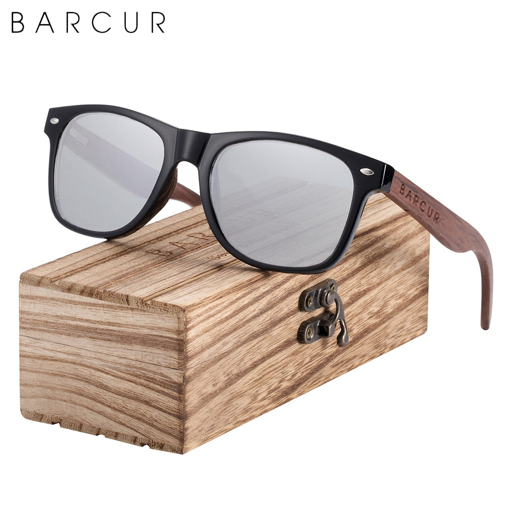 Designer Black Walnut Wood Polarized Sunglasses Men Glasses UV400 Protection Eyewear The Clothing Company Sydney