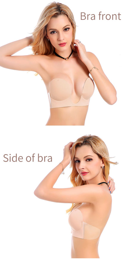 Invisible Push Up Strapless Bras Dress Wedding Party Sticky Self-adhesive Silicone Brassiere Breathable Deep U Bra Underwear The Clothing Company Sydney