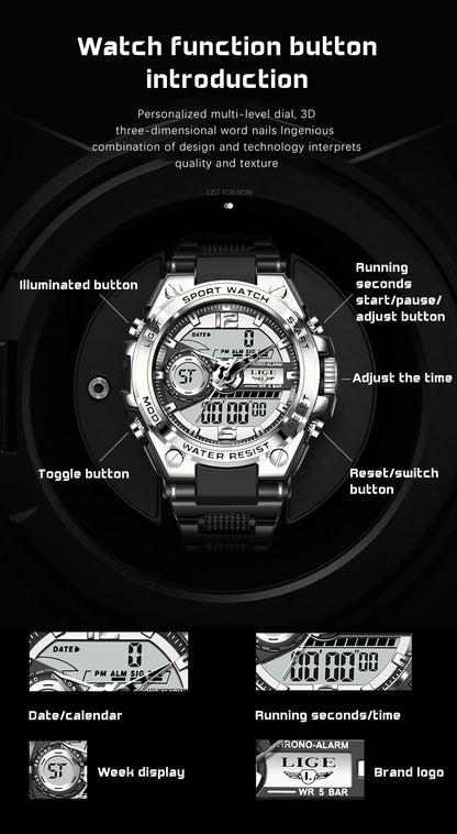 Digital Men Military Watch 50m Waterproof Wristwatch LED Quartz Clock Sport Watch Male Big Watches The Clothing Company Sydney