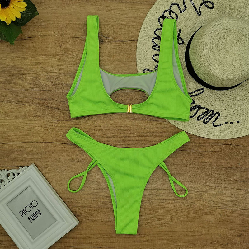 2 Piece Hollow Out Swimsuit High Cut Micro Swimwear Stylish Bathing Suit Beach Outfits Bikini Set The Clothing Company Sydney