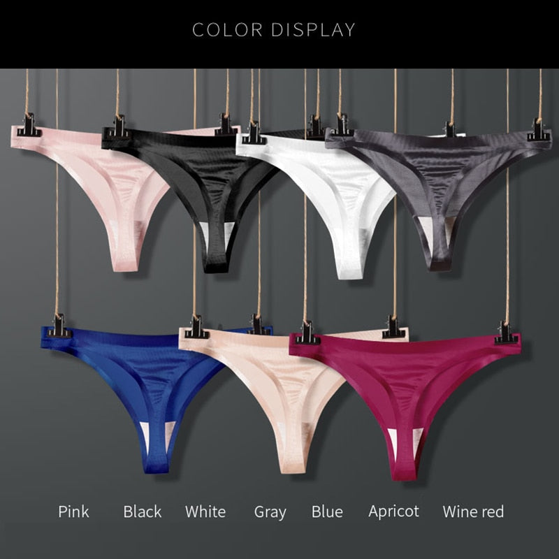 15 Colors Low-Rise Panties Ice Silk Thong  Seamless G String Fashion simple Underwear Women Back Lace Thongs Lingerie The Clothing Company Sydney