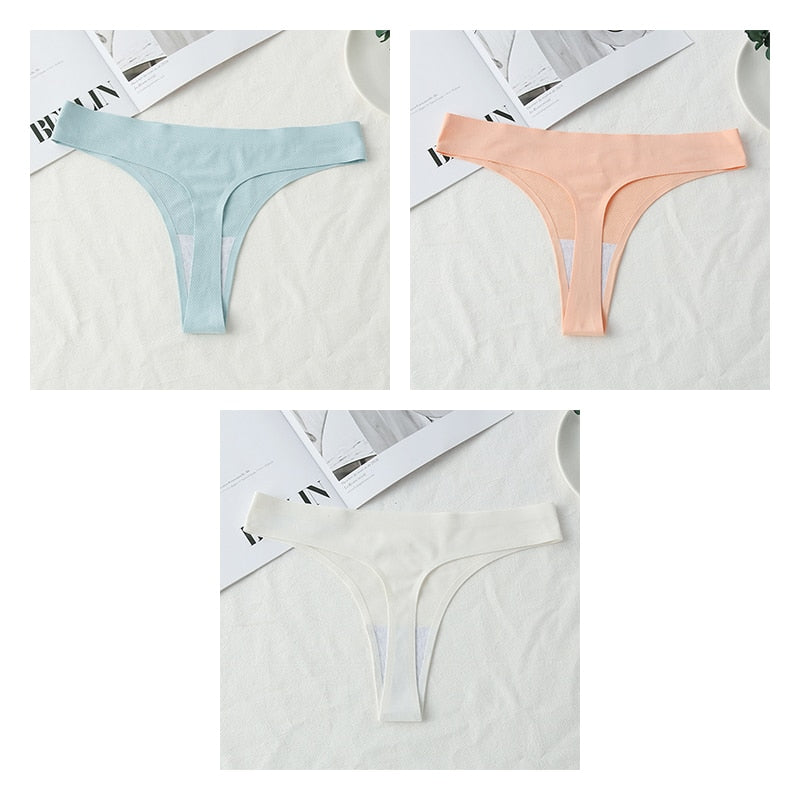 3 pack Seamless Thongs Women Underwear Ice Silk Sexy Sports Panties  T-back Solid Panties Intimates Lingerie The Clothing Company Sydney
