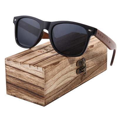 Designer Black Walnut Wood Polarized Sunglasses Men Glasses UV400 Protection Eyewear The Clothing Company Sydney