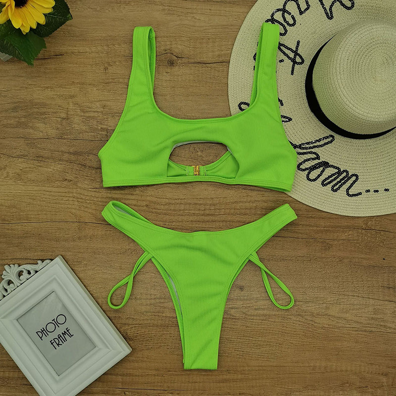 2 Piece Hollow Out Swimsuit High Cut Micro Swimwear Stylish Bathing Suit Beach Outfits Bikini Set The Clothing Company Sydney