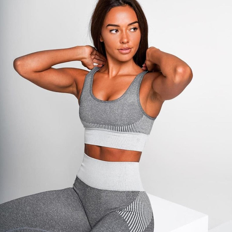 Seamless Yoga Set Women Dry Fit Two 2 Piece Tight Crop top Bra Legging Sportsuit Workout Outfit Fitness Wear Gym Set The Clothing Company Sydney