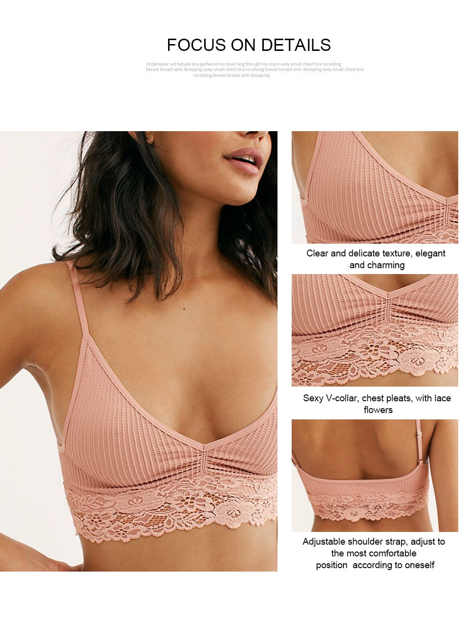 Women Lace Bra Sets Seamless Underwear Backless Vest Adjusted