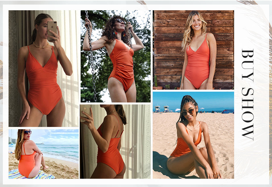 V-neck One-Piece Swimsuit Monokini Beach Bathing Suit Swimwear The Clothing Company Sydney