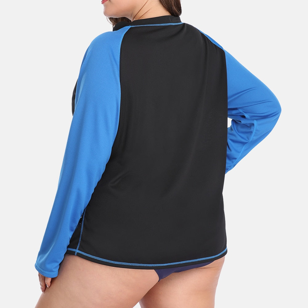 Women's Plus Size Long Rashguard Top UPF 50+ Diving Surf Swimwear Shirts Rash Guard Swimsuit Colorblock Beach Wear The Clothing Company Sydney