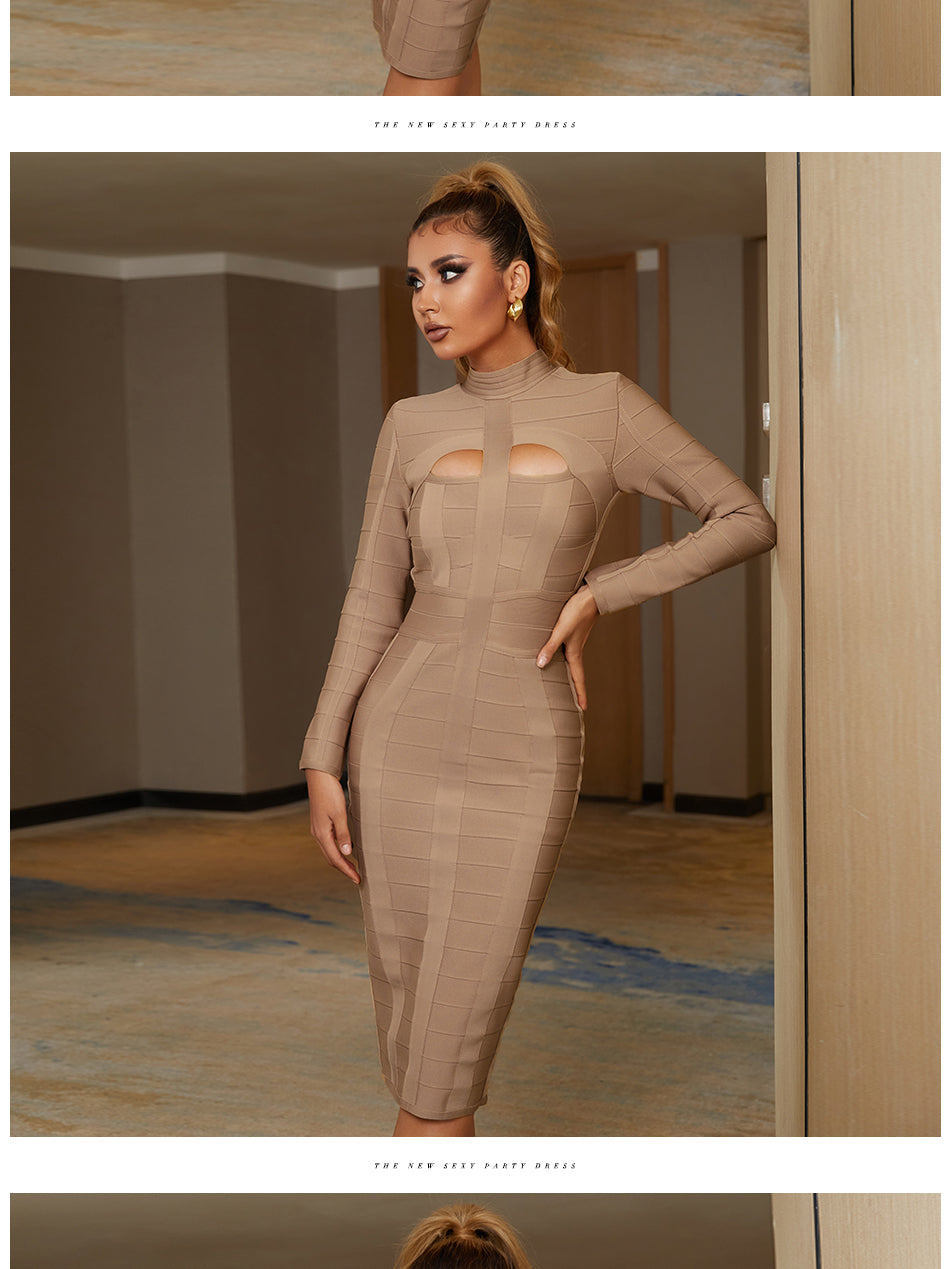 Autumn Bodycon Bandage Dress Long Sleeve Hollow Out Club Celebrity Evening Formal Party Dress The Clothing Company Sydney