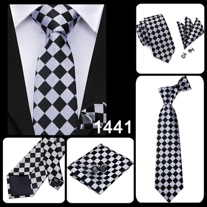 3 Piece Business Classic Blue Black Striped Solid Neck Tie Necktie Pocket Square Cufflinks Wedding Party Silk Tie Set The Clothing Company Sydney