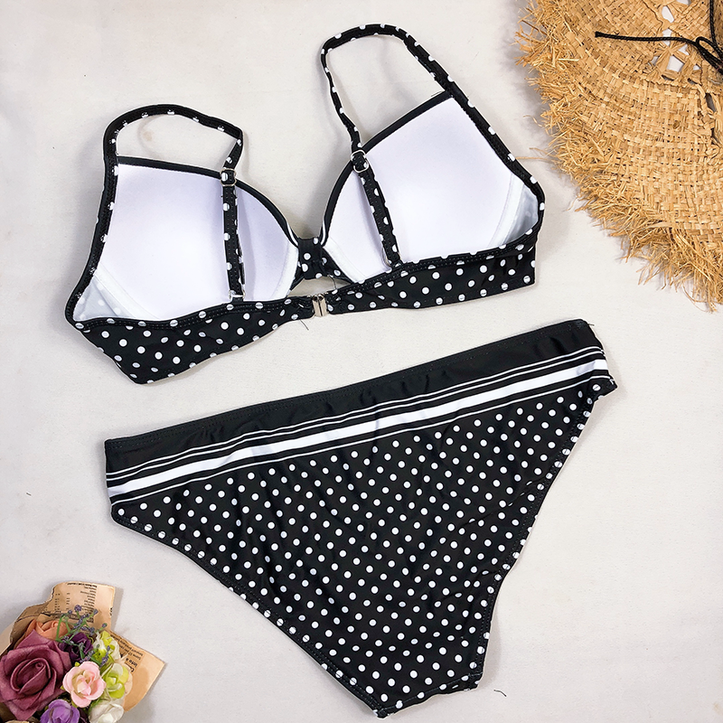 Polka Dot Swimwear Bikini Black Swimming Suit Swimsuit Padded Push-up Bikini Set The Clothing Company Sydney